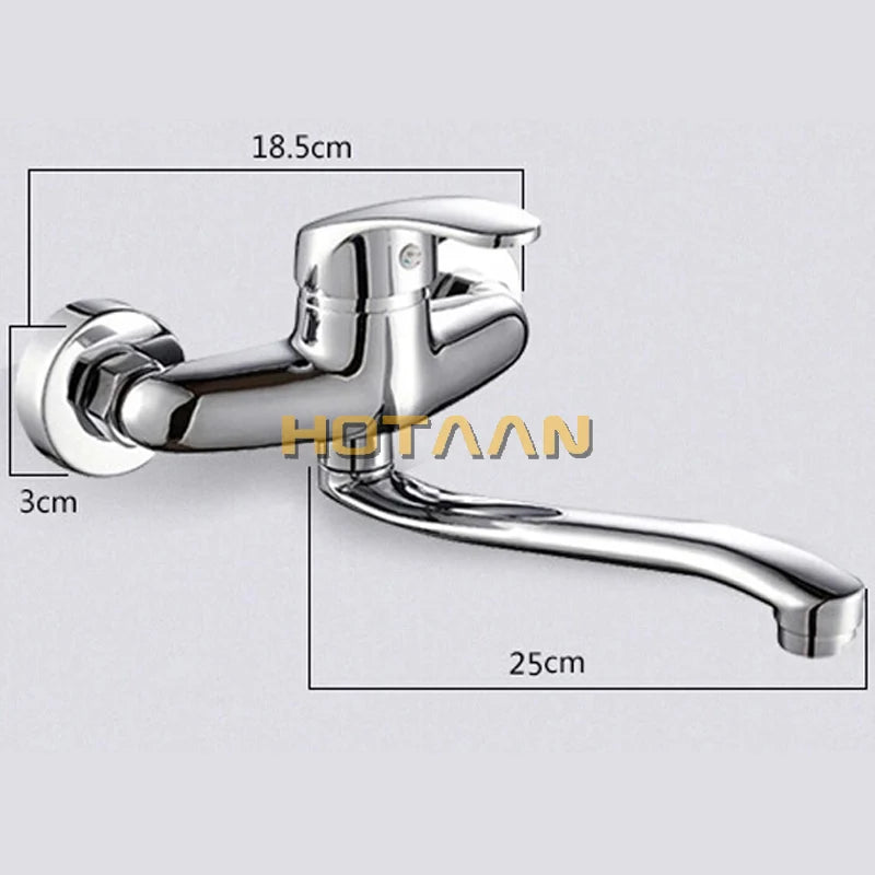 . Brass Chrome Taps for Kitchen Sink Kitchen Tap Dual Hole Wall Kitchen Mixer Kitchen Faucet Torneira Cozinha YT6033