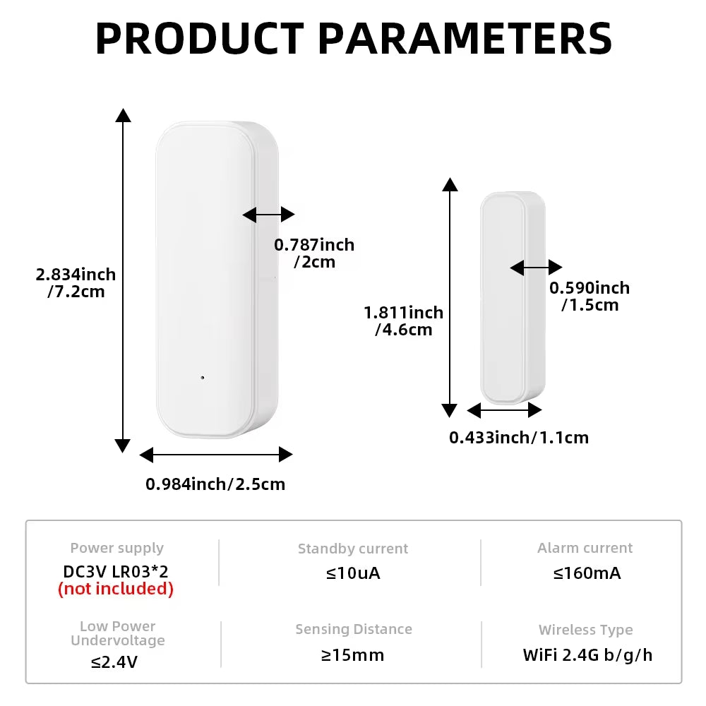 Zigbee or Wifi Window Door Sensor with Battery Tuya Smart Home Security Alarm System Voice Control via Alexa Google Home Smart