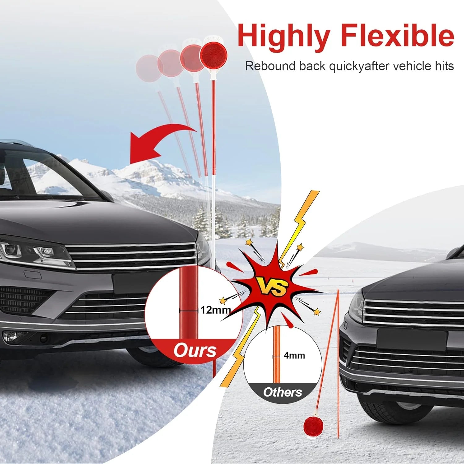 Metal Driveway Markers for Parking Lot Yard Mailbox Driveway, 48 Inches Double Sided Reflectors,4Pcs