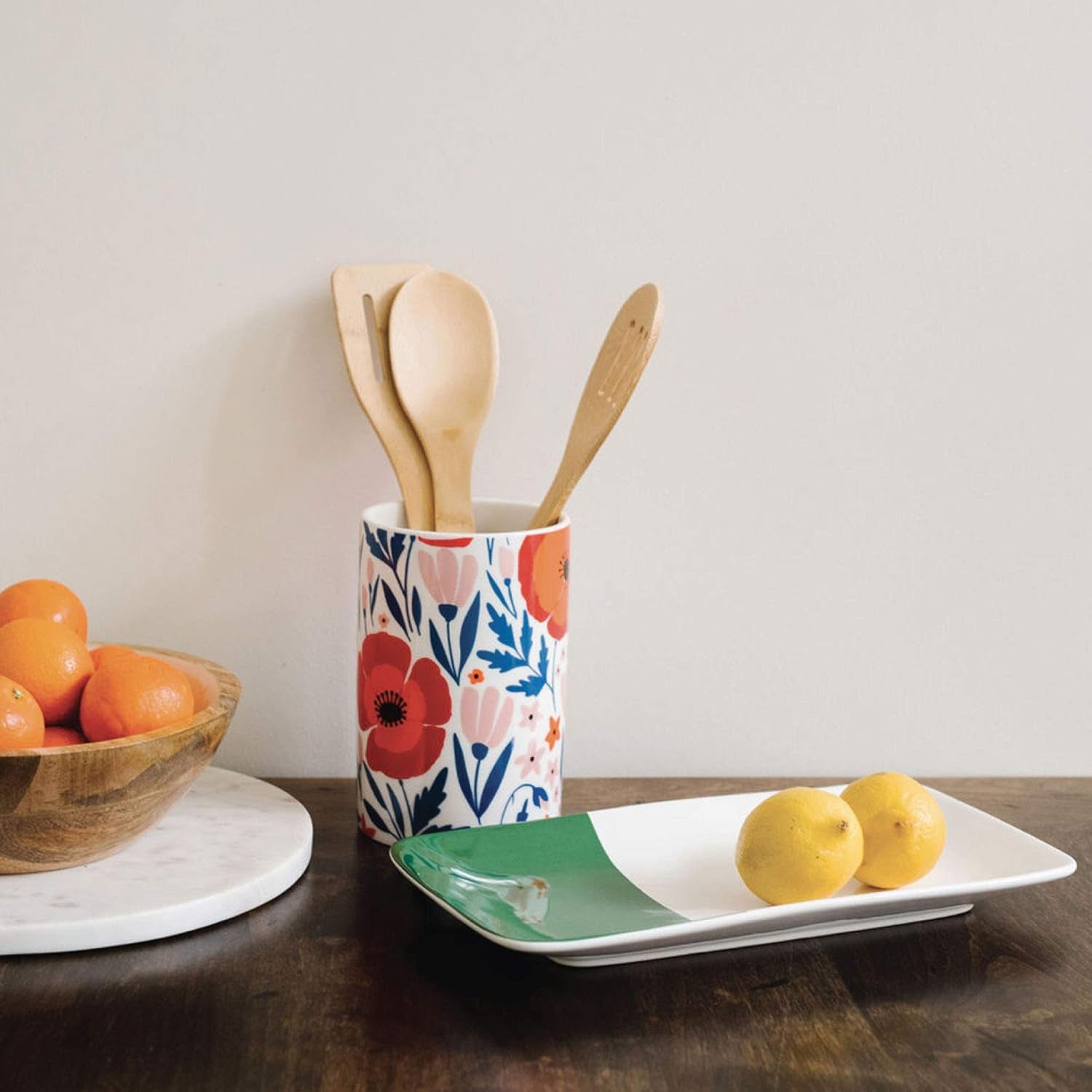 Latter-Day Home Floral Kitchen Canister Set - Decorative Storage for Flour and Sugar - 4.25" x 4.25" x 6.5"