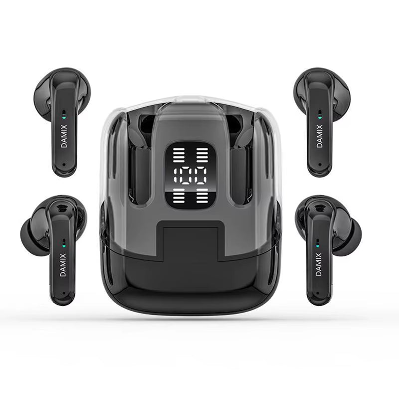 DX16 Couple Wireless Bluetooth Earphones with 2 Pairs of Earphones Backpack Appearance, Battery Display, HIFI Sound Quality TWS
