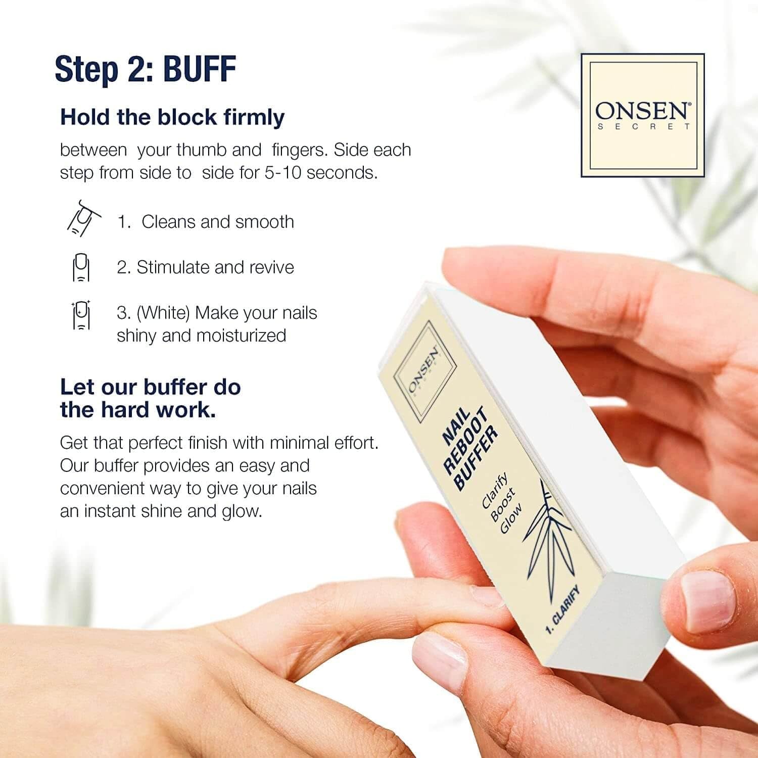 Secret Nail Care Kit - Japanese Nail Buffer and Shine Kit - Strengthening & Shining - Spa-Quality Manicure - Organic Ingredients - Long-Lasting Shine - Easy & Safe - W/Cuticle Care Serum - 1Pk