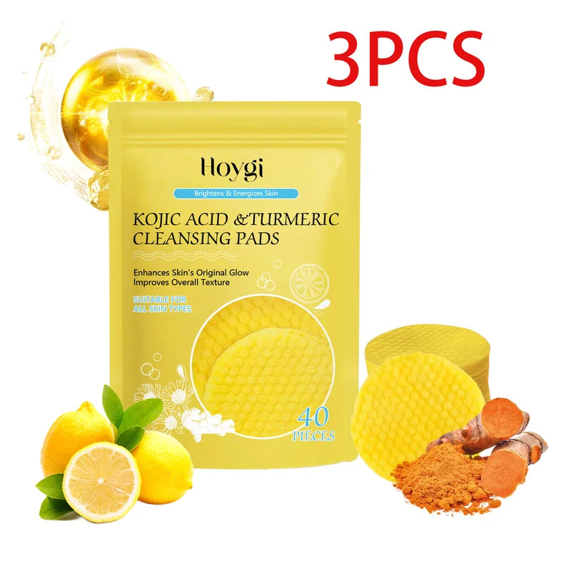 Turmeric Cleansing Pads,Kojic Acid and Turmeric Cleansing Pads for Face and Body Remove Excess Keratin