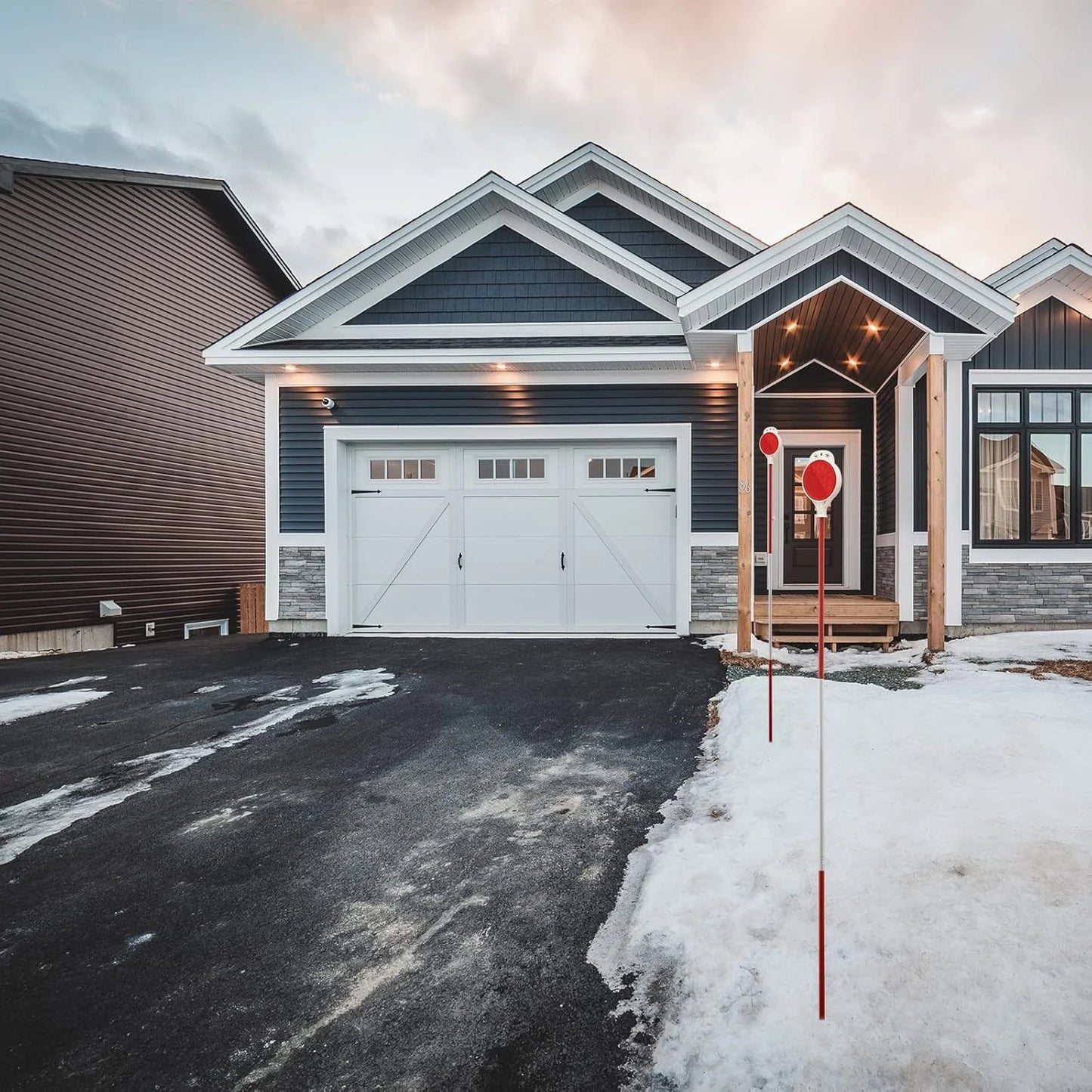 Metal Driveway Markers for Parking Lot Yard Mailbox Driveway, 48 Inches Double Sided Reflectors,4Pcs