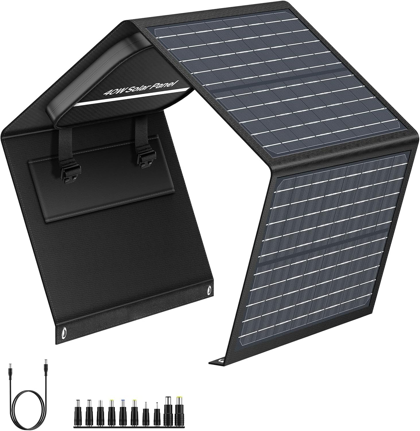 Portable Solar Panel Charger 40W Foldable Solar Panel for Portable Power Station, Iphone, Ipad, Laptop, Camping Solar Panels with USB QC 3.0/USB C/18V DC, Solar Panels for Camping Outdoor Van RV Trip