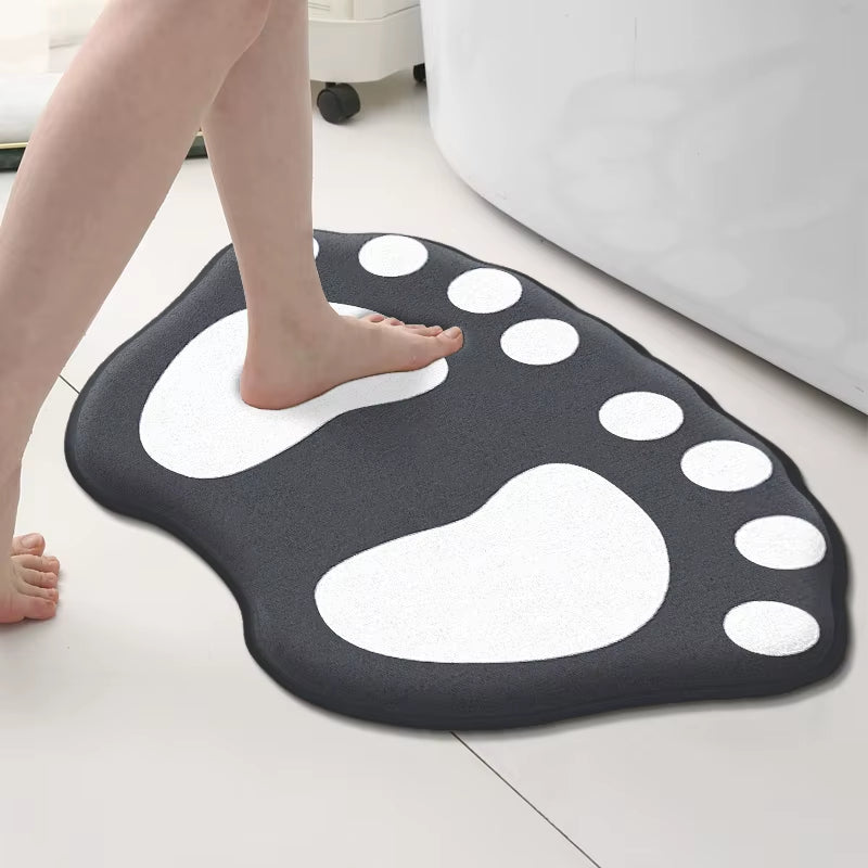 Thickened Cartoon Flannel Bathroom Floor Mat Household Absorbent Carpet Mat Non-Slip Foot Mat Dirt-Resistant Entrance Door Mat