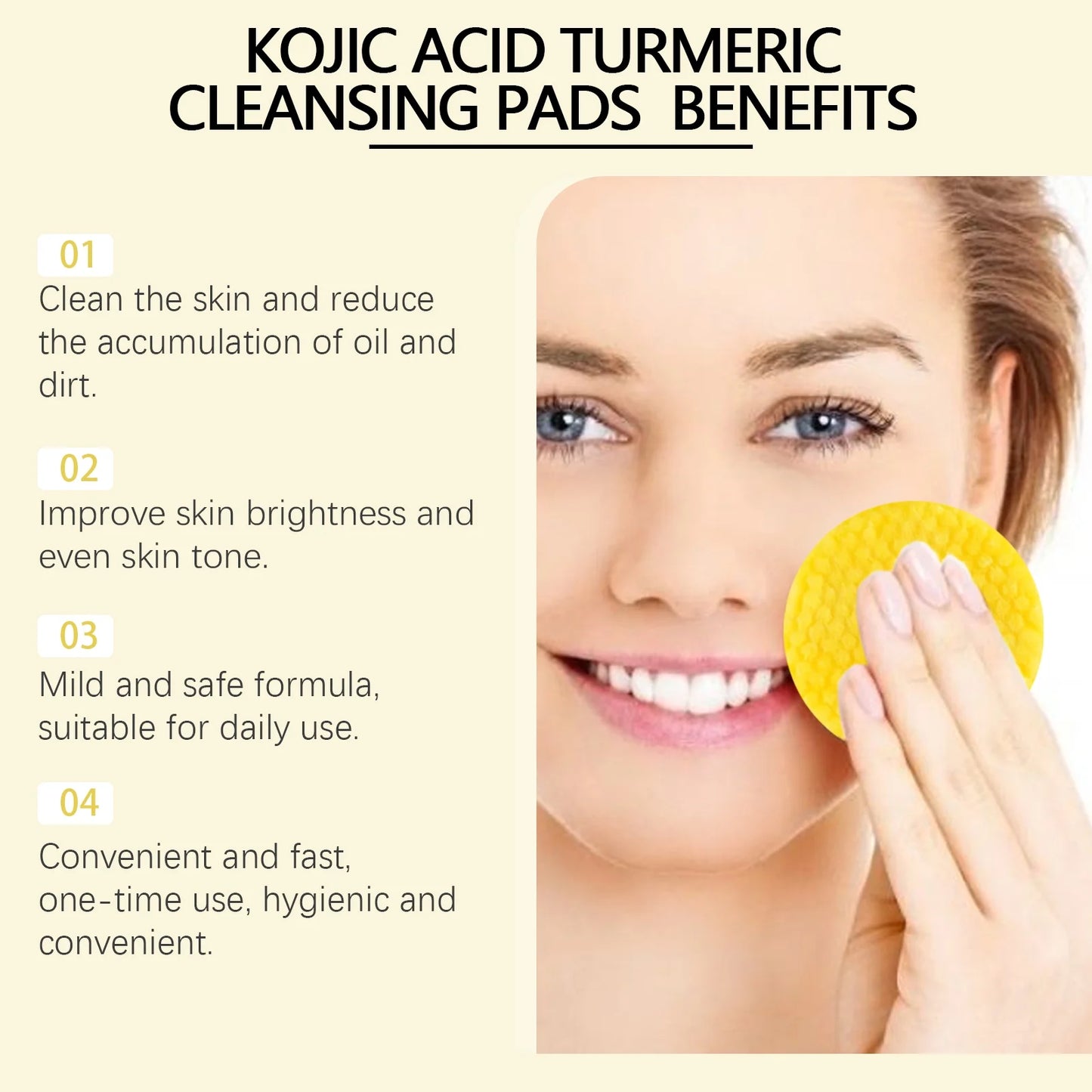 Turmeric Cleansing Pads,Kojic Acid and Turmeric Cleansing Pads for Face and Body Remove Excess Keratin