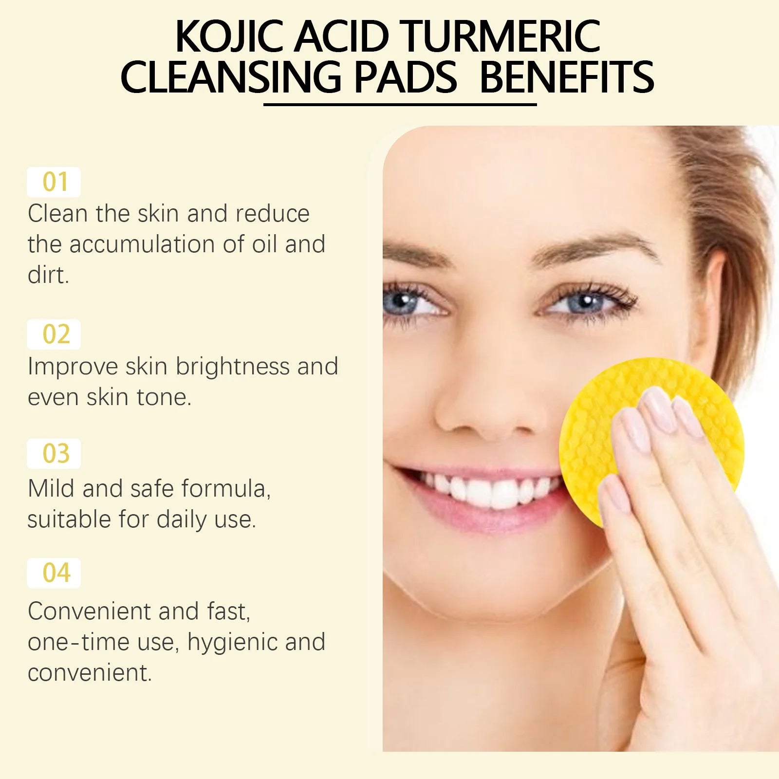 Turmeric Cleansing Pads,Kojic Acid and Turmeric Cleansing Pads for Face and Body Remove Excess Keratin