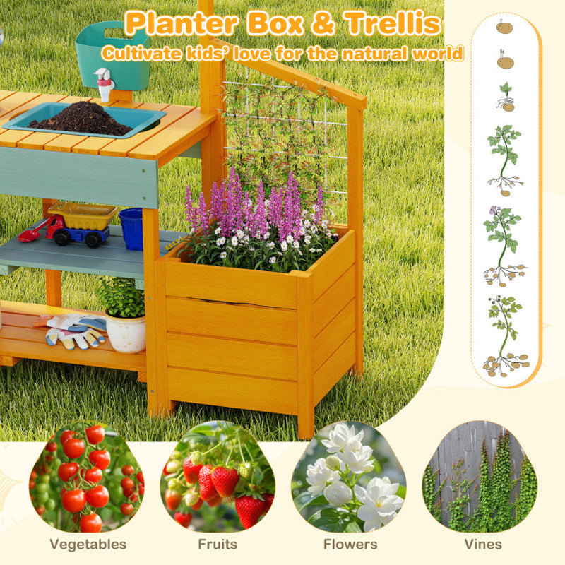 Play Kitchen for Kids Wooden Toy Kitchen Playset Pretend Mud Kitchen