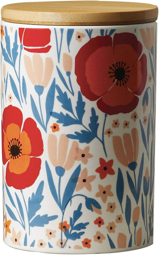 Latter-Day Home Floral Kitchen Canister Set - Decorative Storage for Flour and Sugar - 4.25" x 4.25" x 6.5"