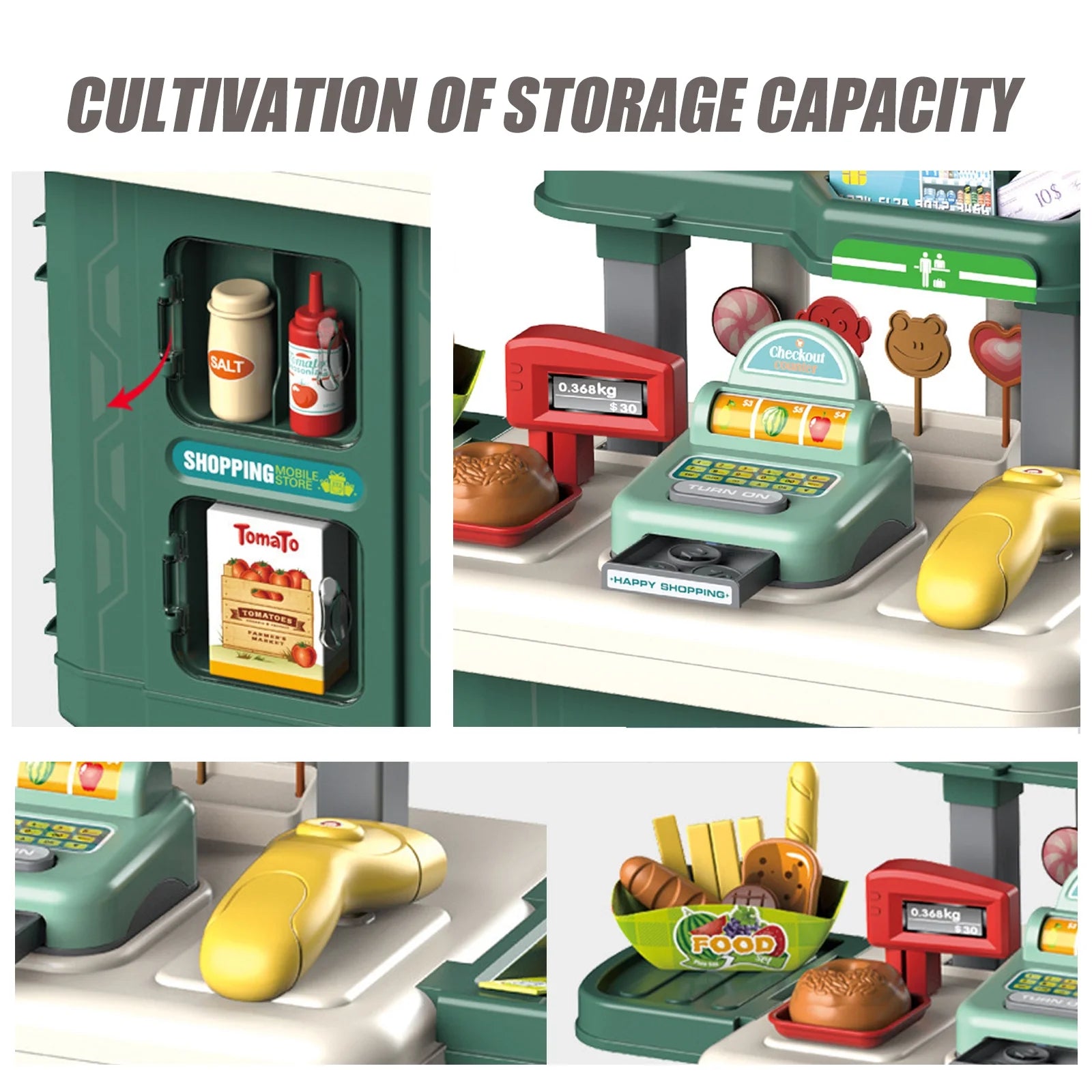 Play Supermarket Set for Kids, Kids Supermarket Set with Realistic Lights and Sounds, Simulation of Spray, 38Pcs Toy Kitchen Set for Toddlers Girls Boys Gift