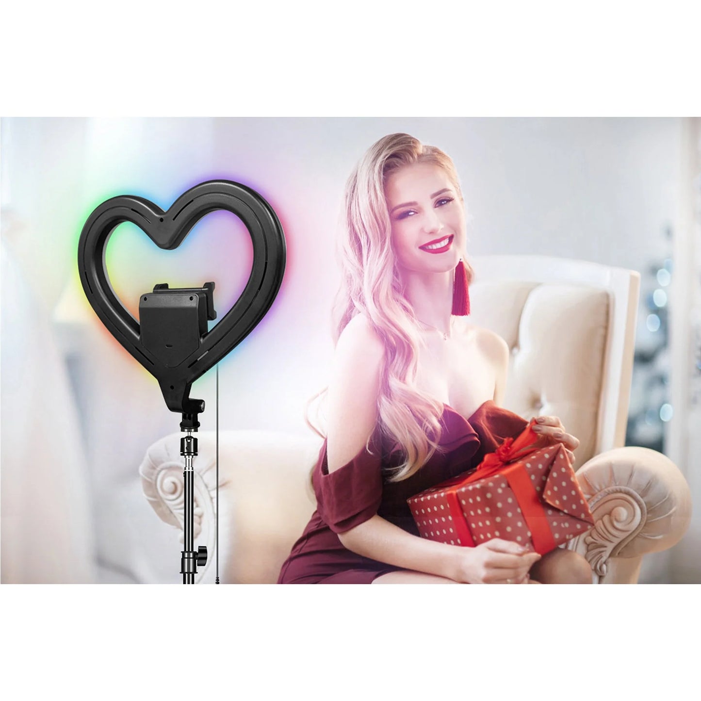 Supersonic PRO Live Stream 10” Heart Ring Light with RGB (SC-2330RGB)