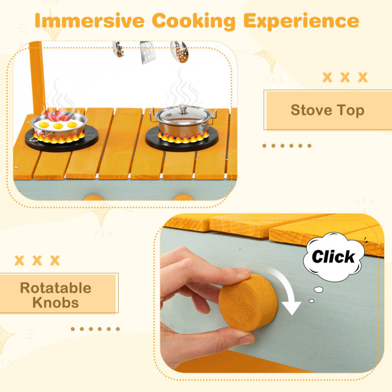 Play Kitchen for Kids Wooden Toy Kitchen Playset Pretend Mud Kitchen