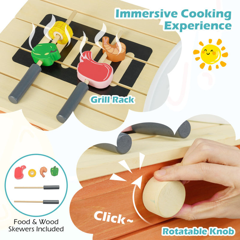 Children's Wooden Play Kitchen Set - Chef Pretend Play Mud Kitchen