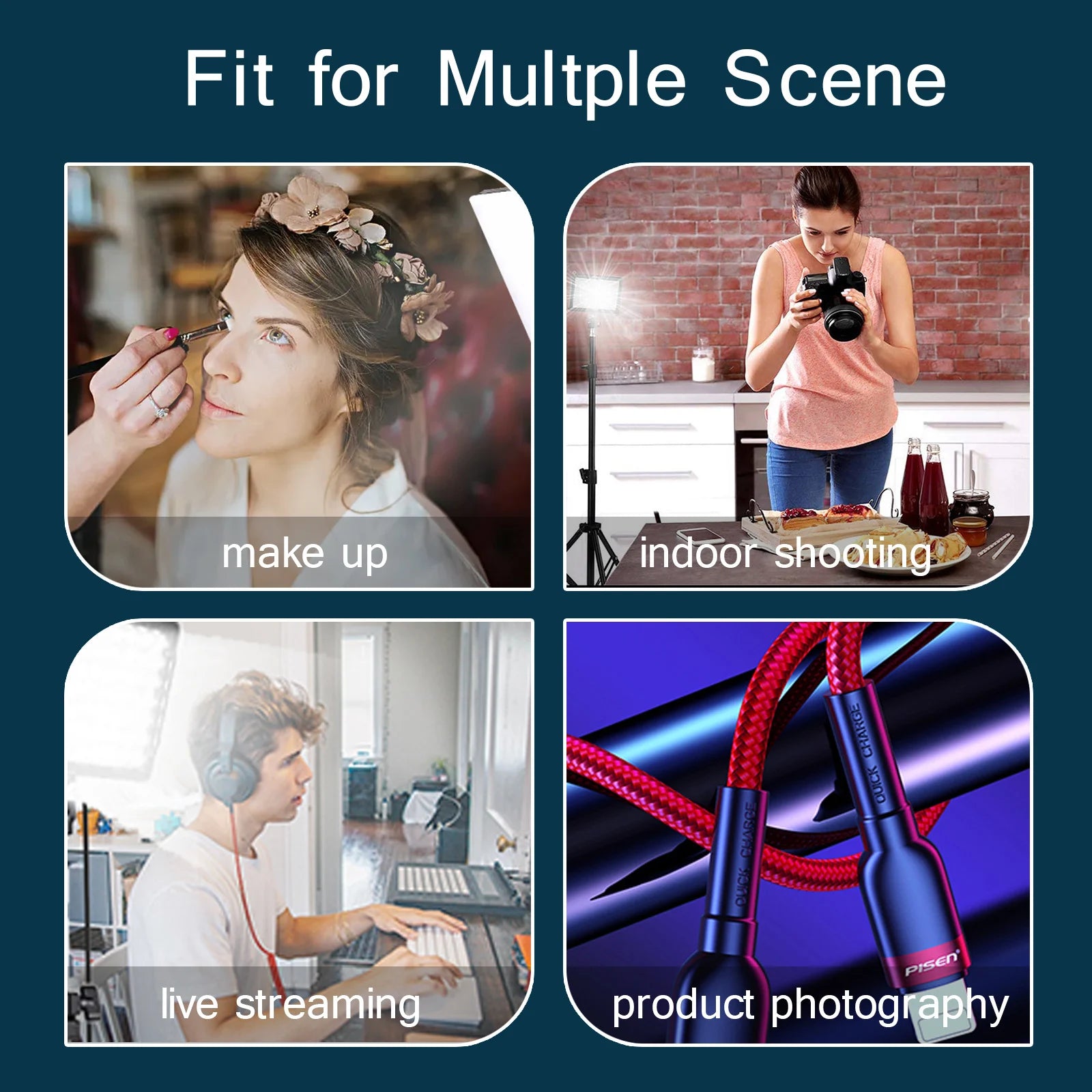 LED Photography Video Light Panel Lighting Photo Studio Lamp Kit with Tripod Stand RGB Filters for Shoot Live Streaming Youbube