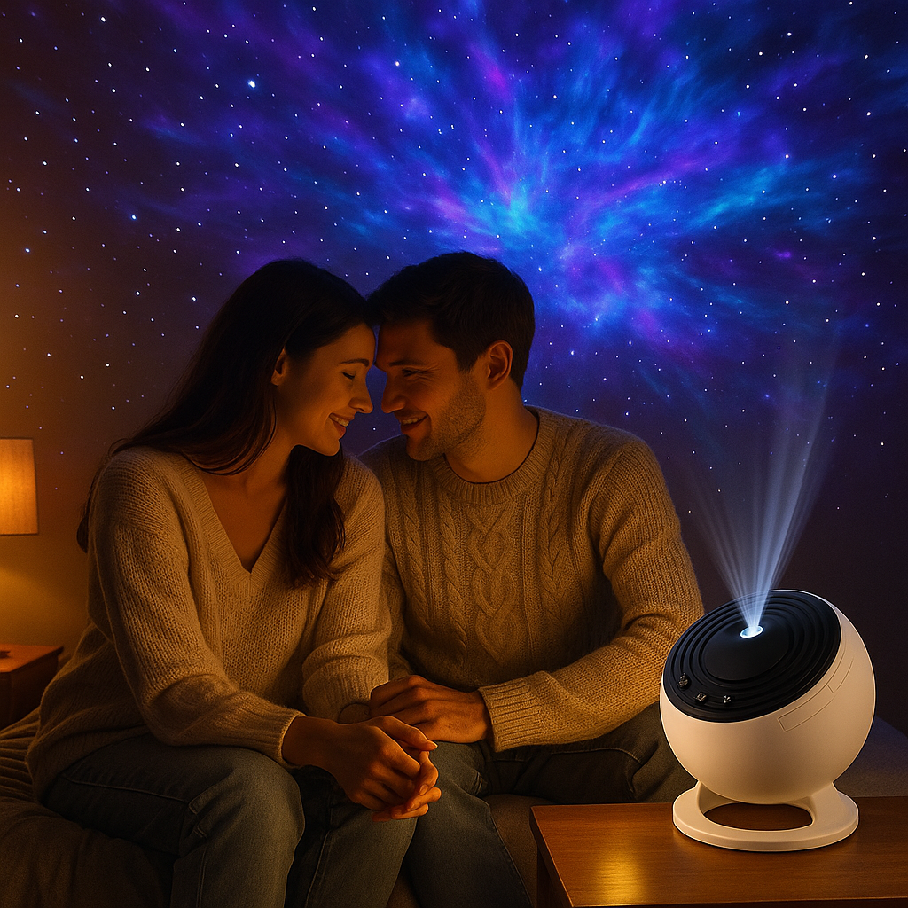 Romantic Star Projection Lamp – 12 Film Discs, Hd Galaxy Projector, 360° Rotation, Wide-angle Projection