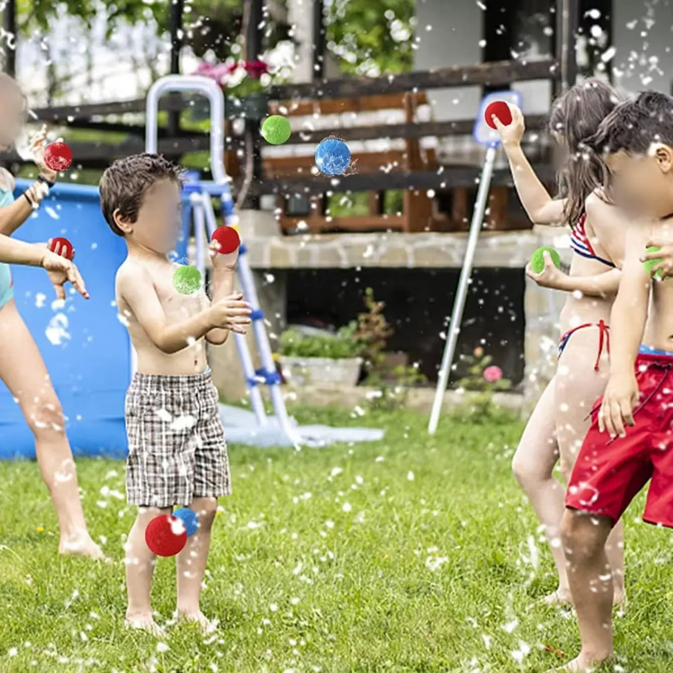 15PCS Reusable Sponge Water Balls Colorful Adult Kids Sponge Water Bomb Splash Balloons Swimming Pool Summer Water Toy Games