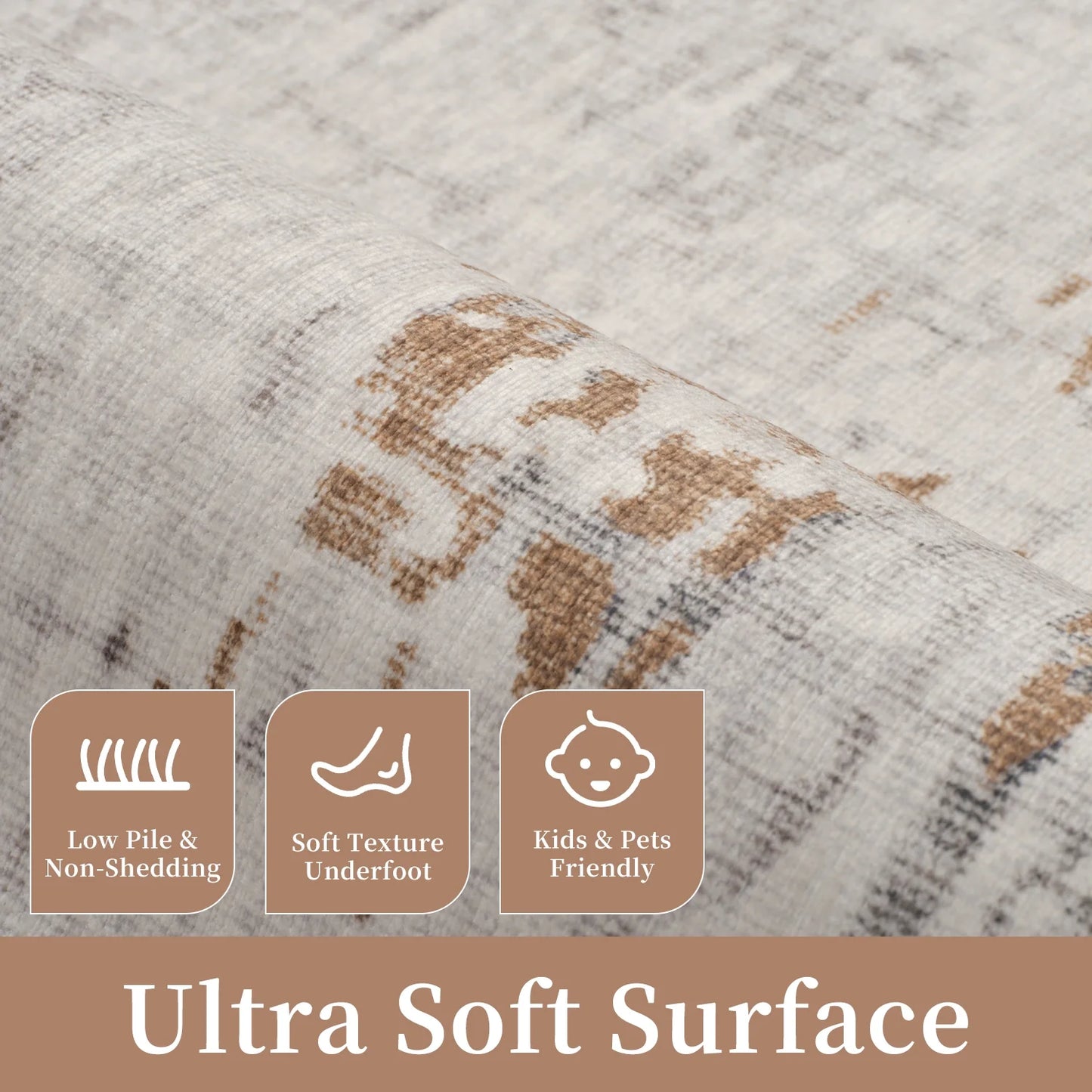 3'X7' Runner Rug Machine Washable Runner Soft Modern Abstract Area Rug for Entryway Bedroom Kitchen Laundry Room Bathroom Aesthetic Home Decor Neutral Brown Runner