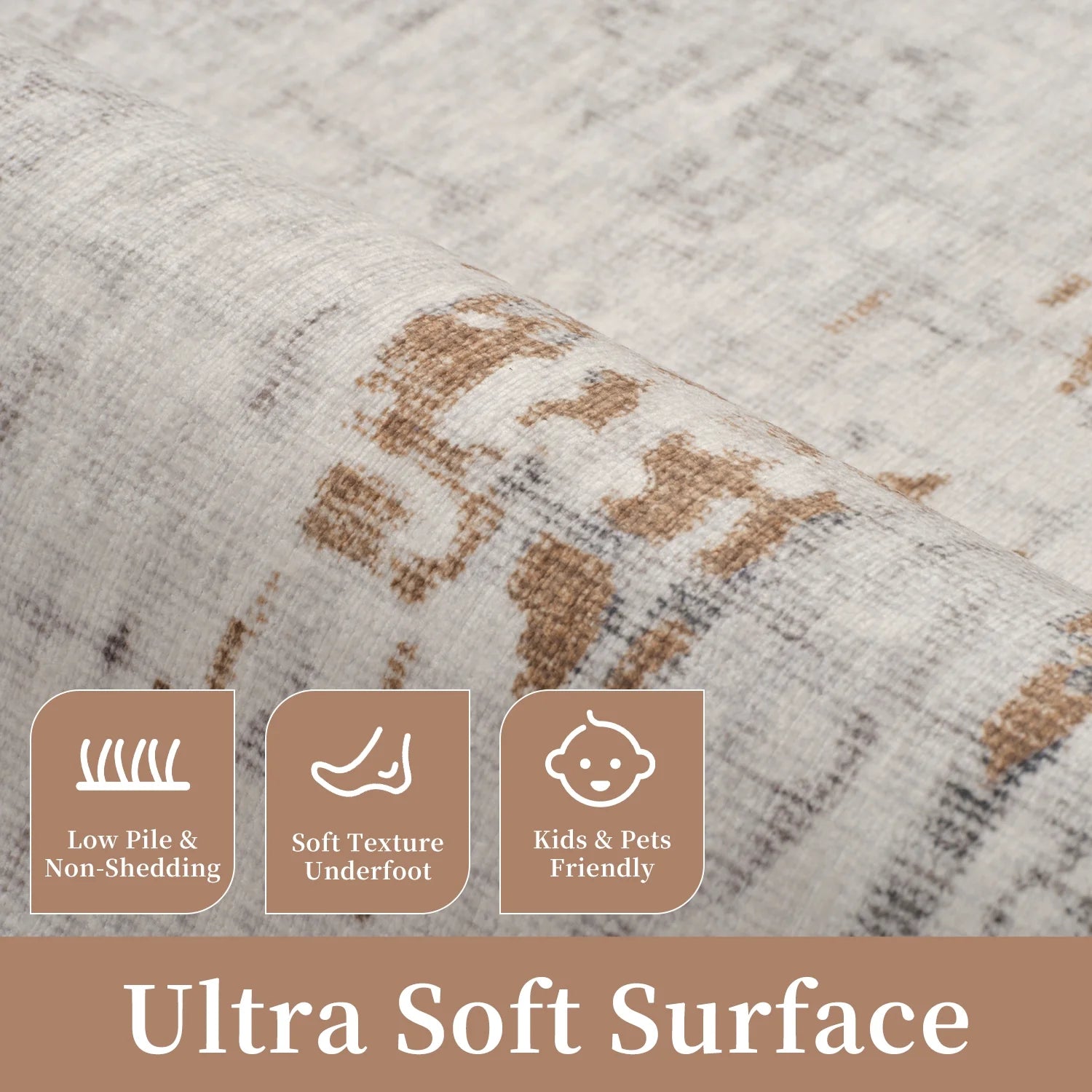 3'X7' Runner Rug Machine Washable Runner Soft Modern Abstract Area Rug for Entryway Bedroom Kitchen Laundry Room Bathroom Aesthetic Home Decor Neutral Brown Runner