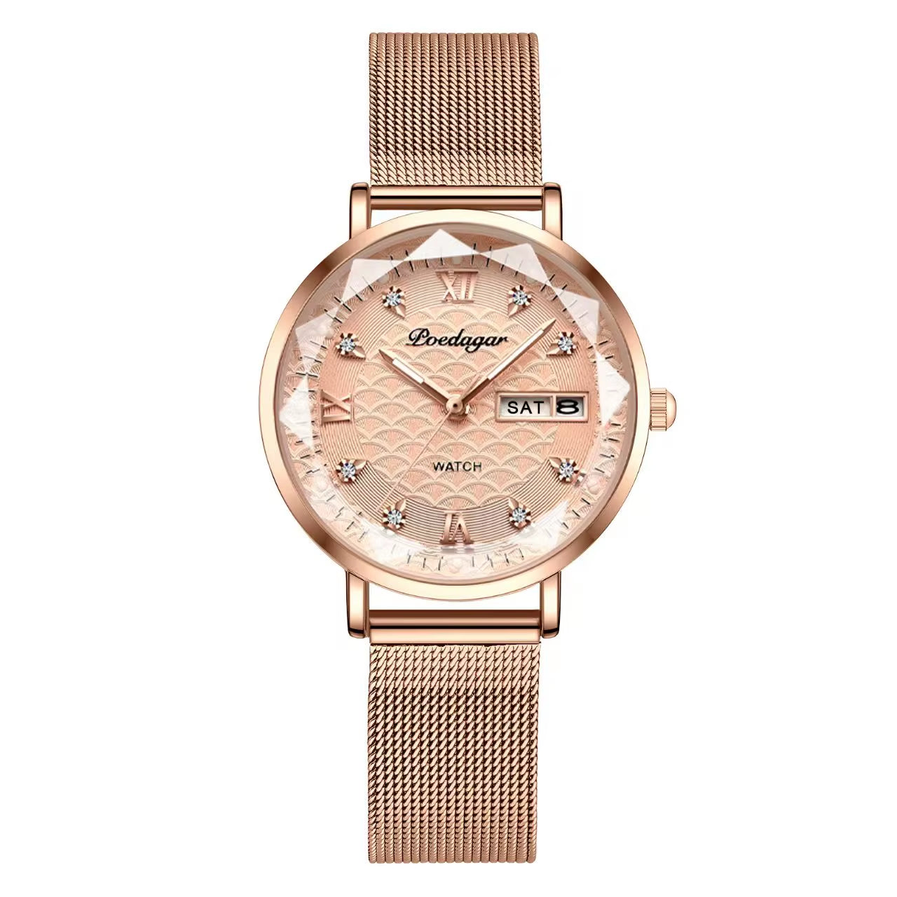 Watch Women New Fashion Luxury Stainless Steel Wristwatch Bracelet Simple Rose Gold Waterproof Luminous Ladies Watches