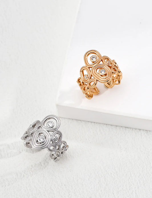 Geometric Circle Zircon Ring