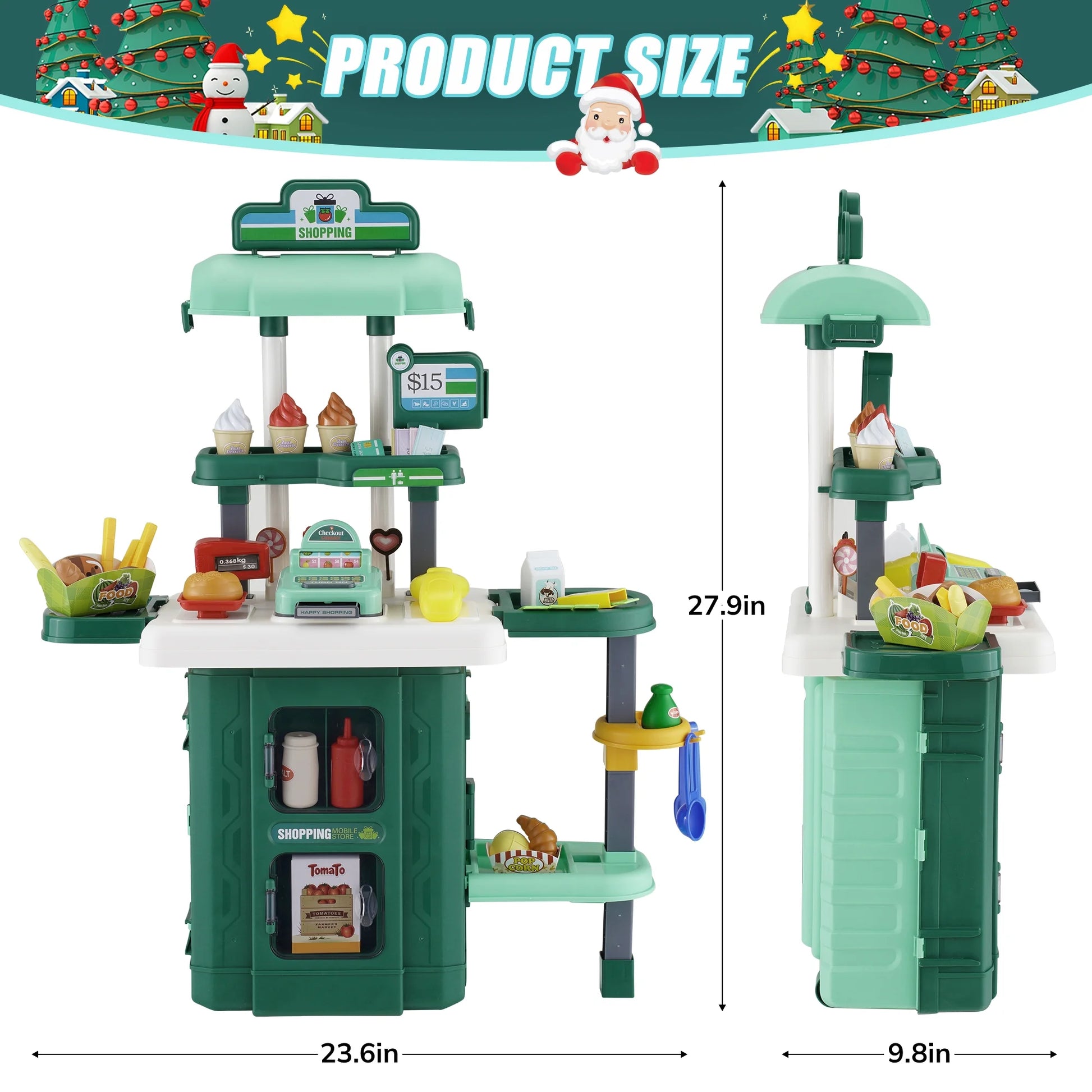 Play Supermarket Set for Kids, Kids Supermarket Set with Realistic Lights and Sounds, Simulation of Spray, 38Pcs Toy Kitchen Set for Toddlers Girls Boys Gift