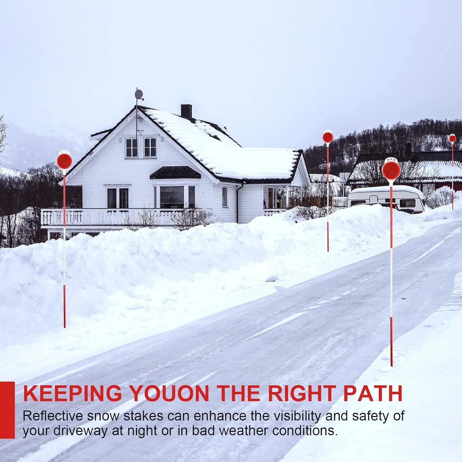 Metal Driveway Markers for Parking Lot Yard Mailbox Driveway, 48 Inches Double Sided Reflectors,4Pcs