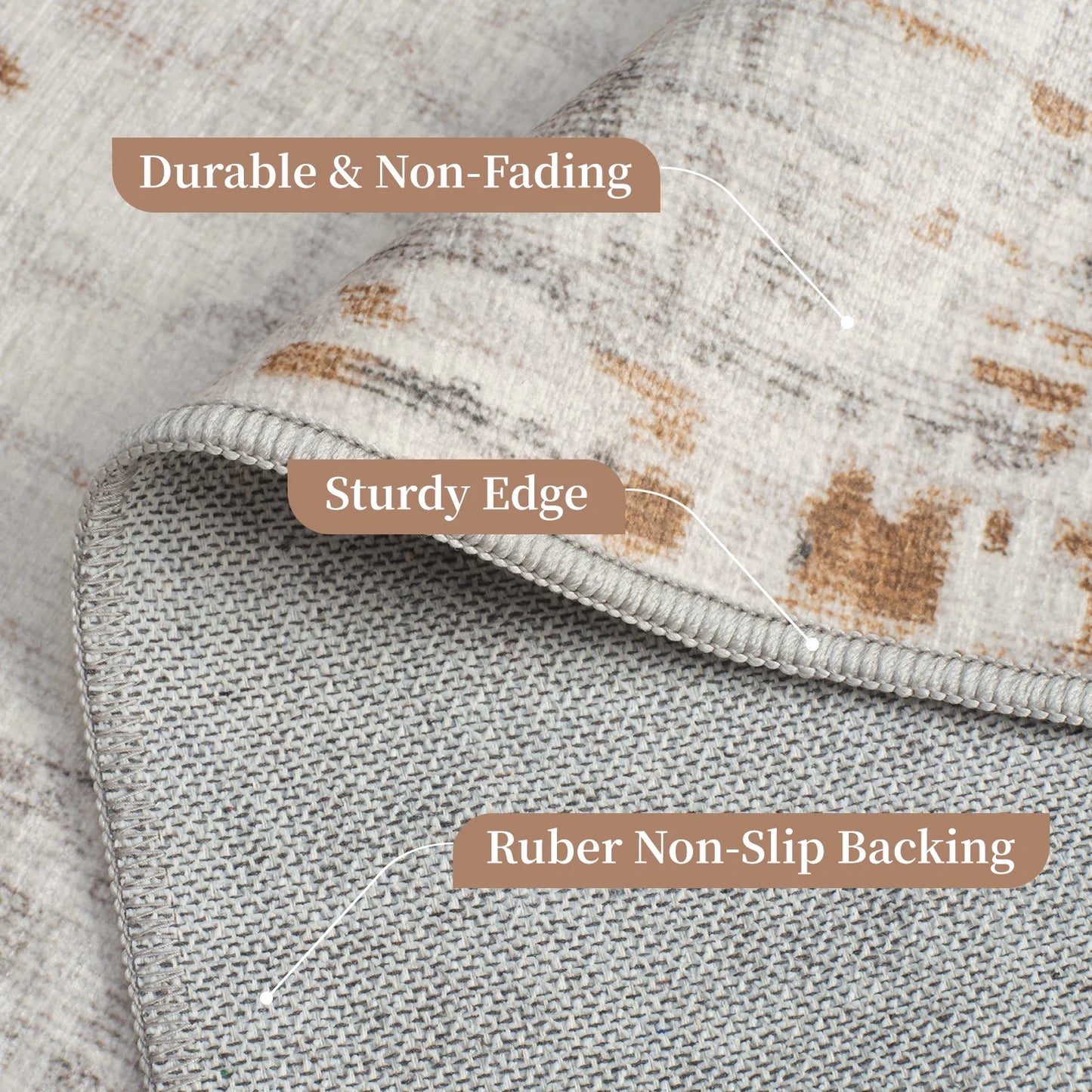 3'X7' Runner Rug Machine Washable Runner Soft Modern Abstract Area Rug for Entryway Bedroom Kitchen Laundry Room Bathroom Aesthetic Home Decor Neutral Brown Runner