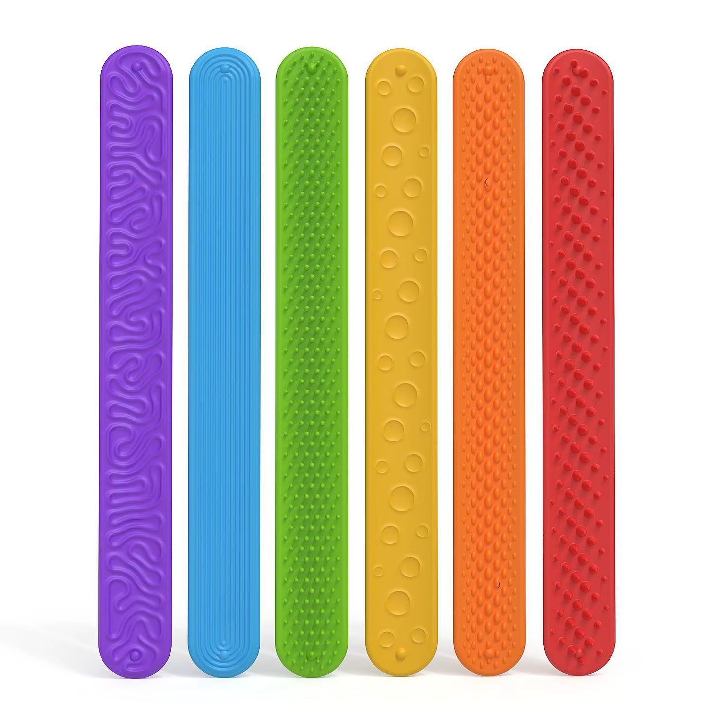 6 Pack Fidget Toys Slap Bracelets Textured Silicone Sensory Toys for Kids Autism Calming Sensory Toy for Special Needs Fidgets