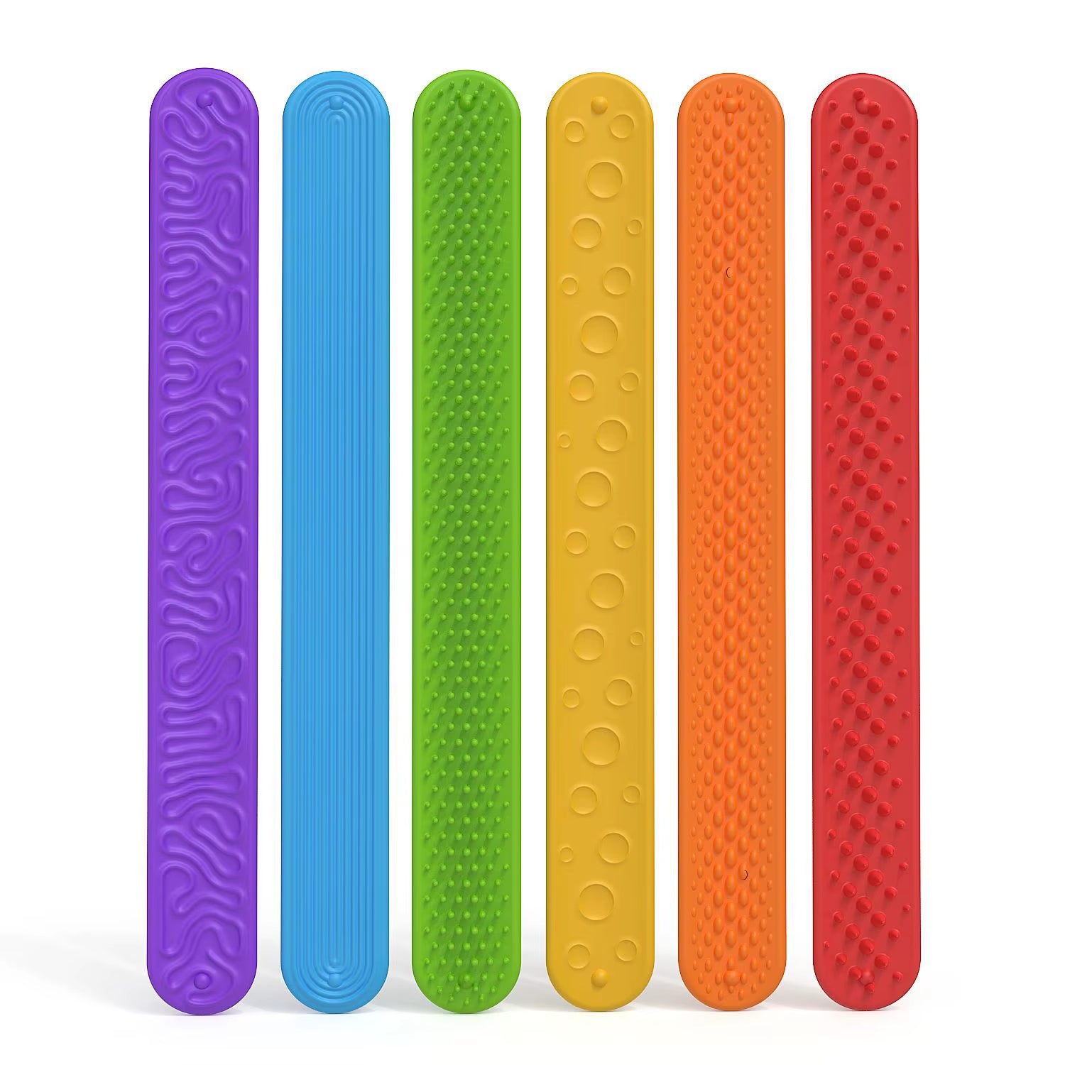 6 Pack Fidget Toys Slap Bracelets Textured Silicone Sensory Toys for Kids Autism Calming Sensory Toy for Special Needs Fidgets