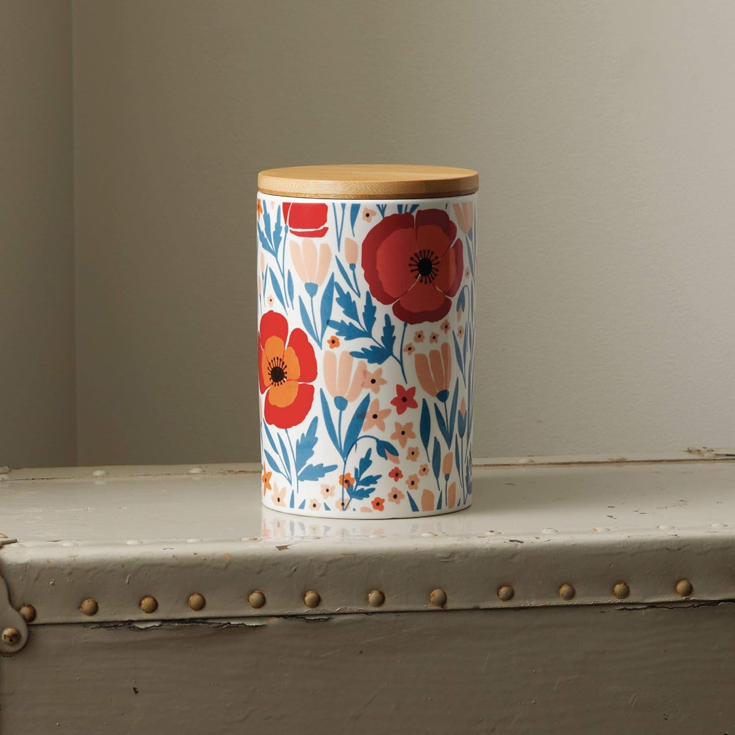 Latter-Day Home Floral Kitchen Canister Set - Decorative Storage for Flour and Sugar - 4.25" x 4.25" x 6.5"