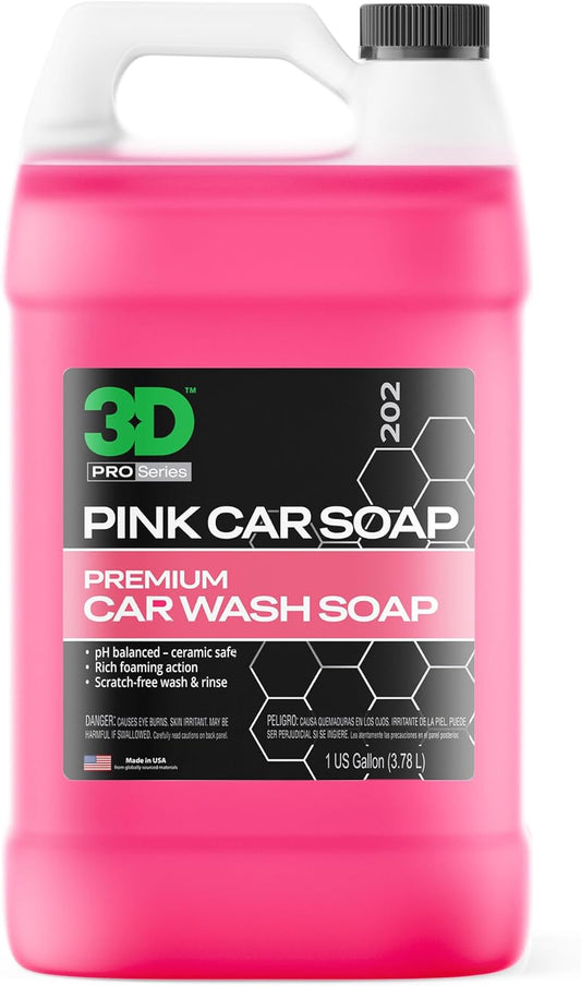 Pink Car Soap – 1 Gallon |Ph Neutral Car Wash Soap with High Suds & Cherry Scent | Scratch-Free, High Gloss Shine | Safe on Wax & Sealants | Weekly Car Care