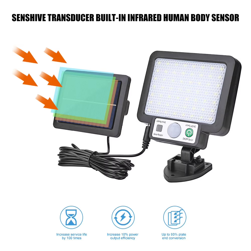 56 LED Solar Light Split Wall Lamp 3 Modes with Remote Control Waterproof Motion Sensor Outdoor Street Wall Security Solar Light