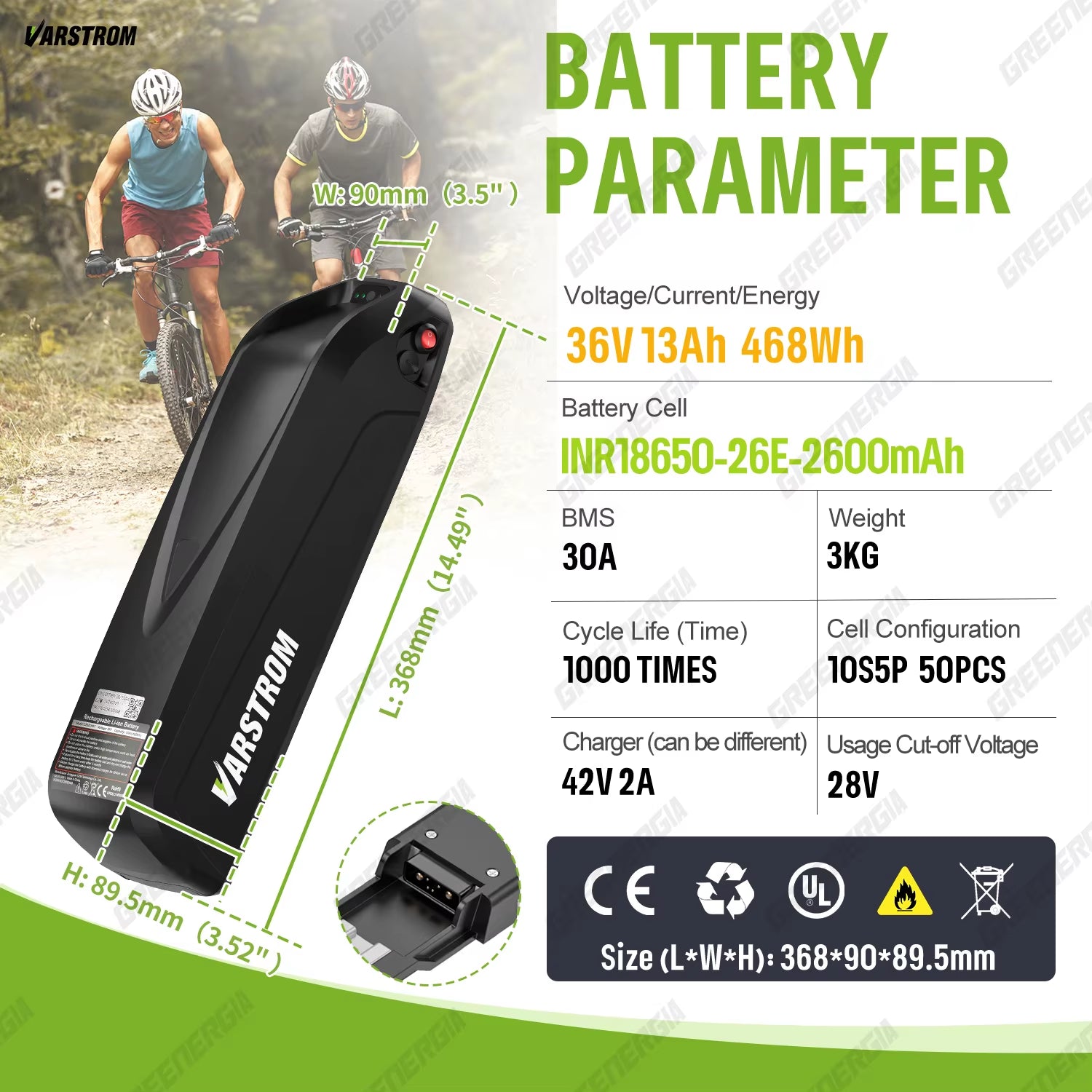 Ebike Battery 36V 48V 52V Hailong 30A BMS Electric Bicycle Downtube Lithium Battery Pack for 1500W 1000W 750W 500W 250W Motor