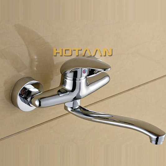 . Brass Chrome Taps for Kitchen Sink Kitchen Tap Dual Hole Wall Kitchen Mixer Kitchen Faucet Torneira Cozinha YT6033
