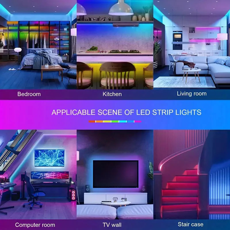 Bluetooth LED Strip Lights SMD 5050 RGB APP Remote Control Flexible Ribbon Diode Lamp Tape TV Backlights Game Room Home Decor