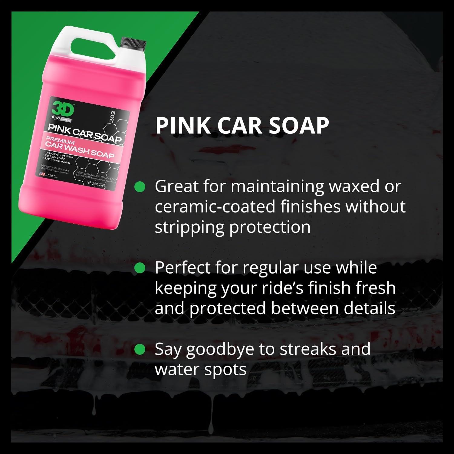 Pink Car Soap – 1 Gallon |Ph Neutral Car Wash Soap with High Suds & Cherry Scent | Scratch-Free, High Gloss Shine | Safe on Wax & Sealants | Weekly Car Care