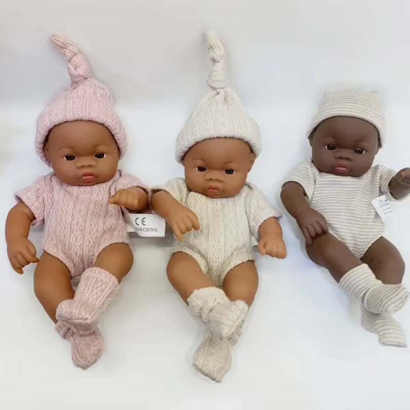 Black Reborn Dolls Silicone Reborn Baby Doll 20Cm Dolls Baby Reborn Baby Doll Toys Soft Touch High Quality Doll for Children