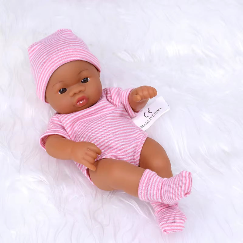 Black Reborn Dolls Silicone Reborn Baby Doll 20Cm Dolls Baby Reborn Baby Doll Toys Soft Touch High Quality Doll for Children