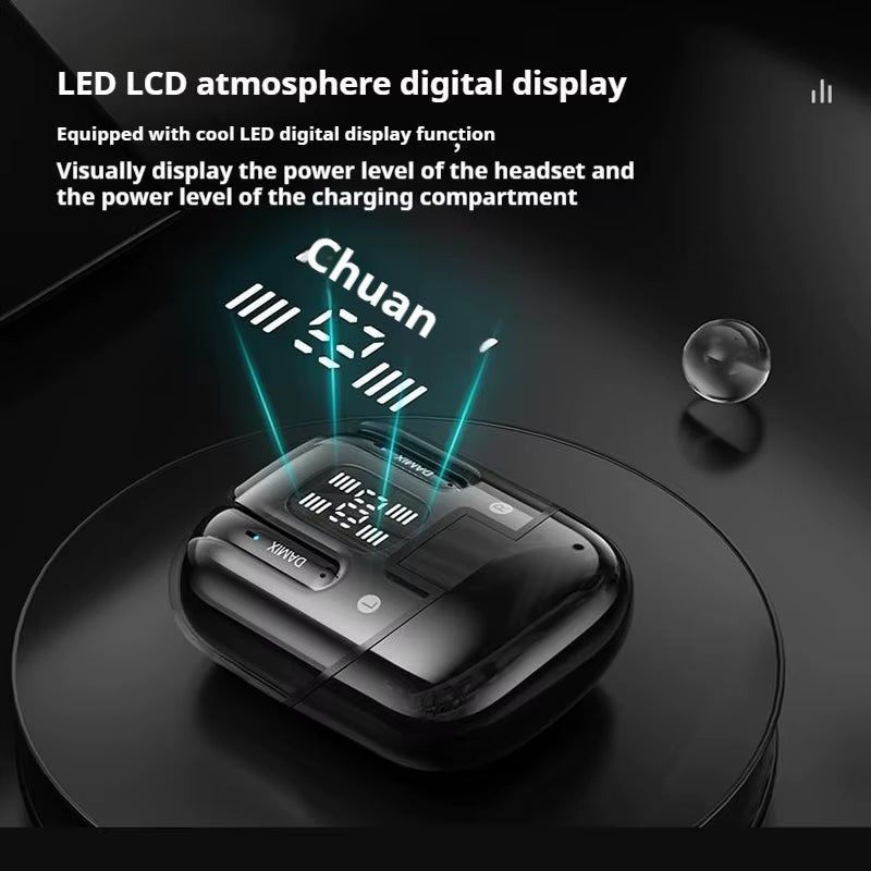 DX16 Couple Wireless Bluetooth Earphones with 2 Pairs of Earphones Backpack Appearance, Battery Display, HIFI Sound Quality TWS