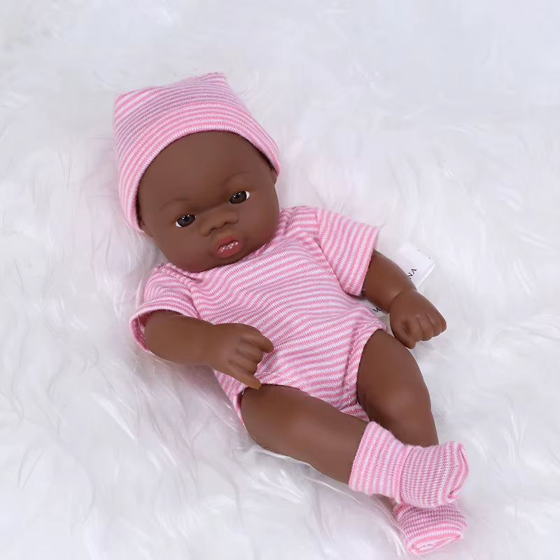 Black Reborn Dolls Silicone Reborn Baby Doll 20Cm Dolls Baby Reborn Baby Doll Toys Soft Touch High Quality Doll for Children