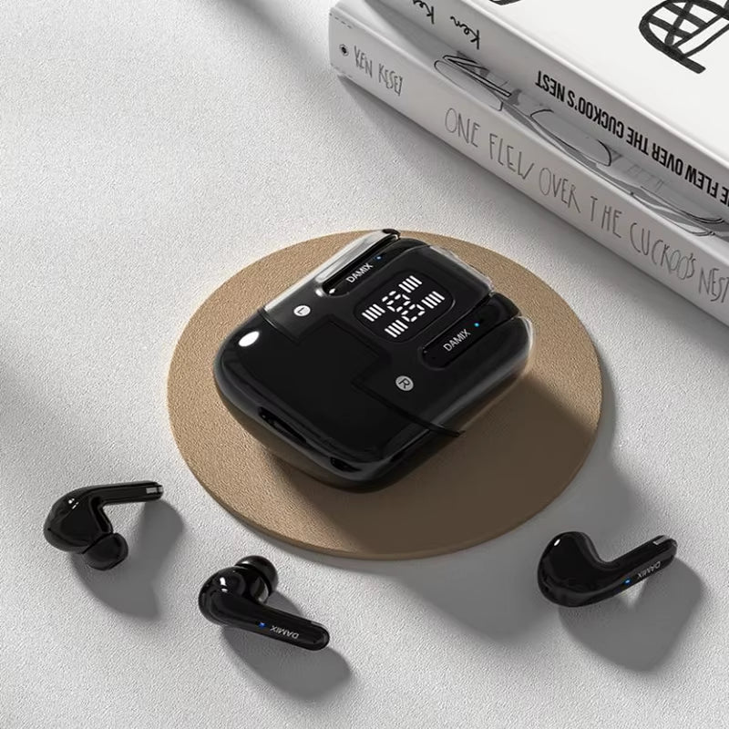 DX16 Couple Wireless Bluetooth Earphones with 2 Pairs of Earphones Backpack Appearance, Battery Display, HIFI Sound Quality TWS