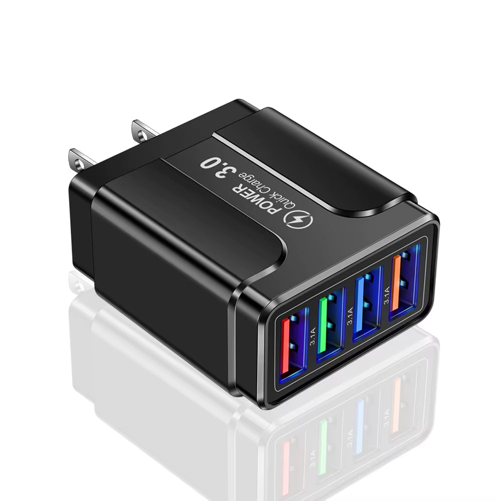 Fast 4 USB Charger Quick Charge 3.0 Fast USB Wall Charger Portable Mobile Charger QC 3.0 Adapter for Xiaomi Iphone X EU US Plug