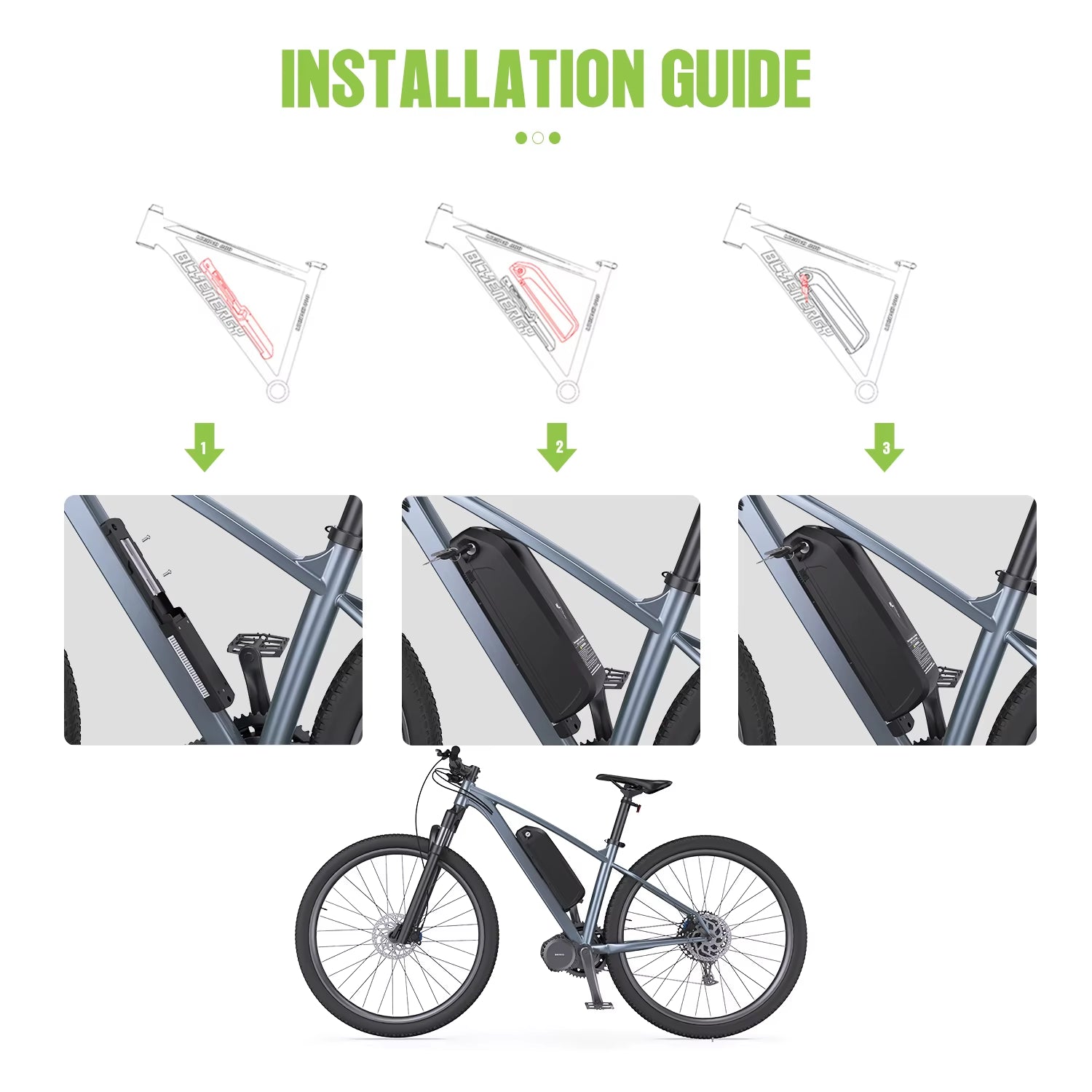 Ebike Battery 36V 48V 52V Hailong 30A BMS Electric Bicycle Downtube Lithium Battery Pack for 1500W 1000W 750W 500W 250W Motor