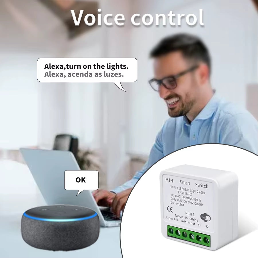 Tuya Smart Wifi Switch for Lighting RF 433Mhz Wireless Switch Smart Life APP Voice Control Work with Alexa Google Home Alice