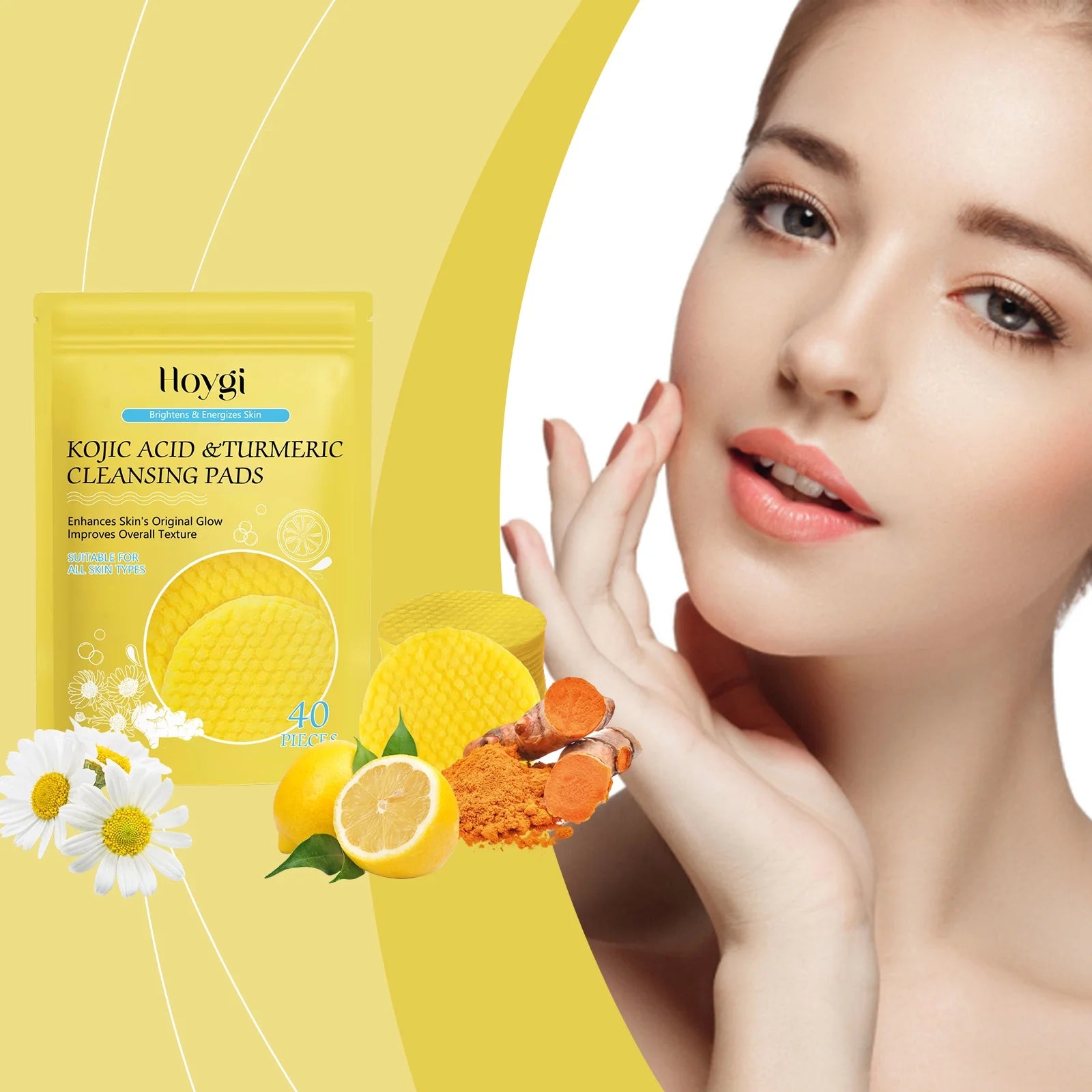 Turmeric Cleansing Pads,Kojic Acid and Turmeric Cleansing Pads for Face and Body Remove Excess Keratin