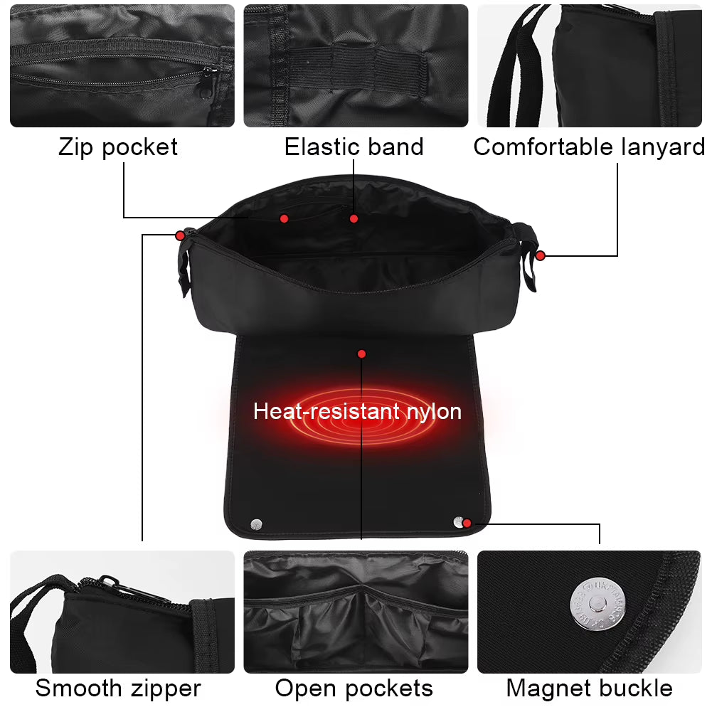 2 in 1 Hair Tools Travel Bag with Heat Resistant Mat Travel Hair Makeup Bag for Curling Iron Hair Straightener Flat Iron Pouch