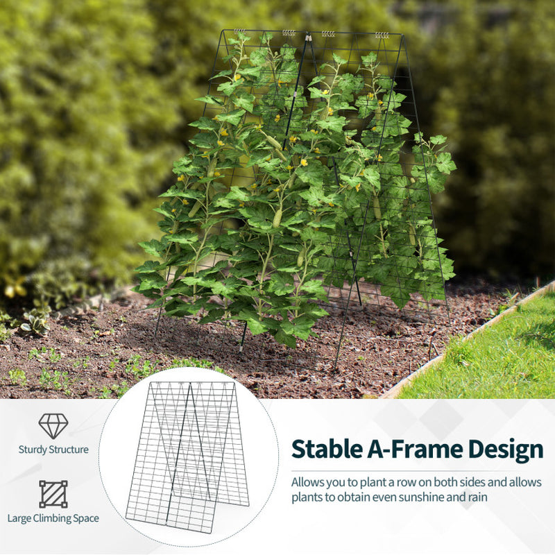 2 Pieces Foldable A-Frame Trellis Plant Supports with Twist Ties