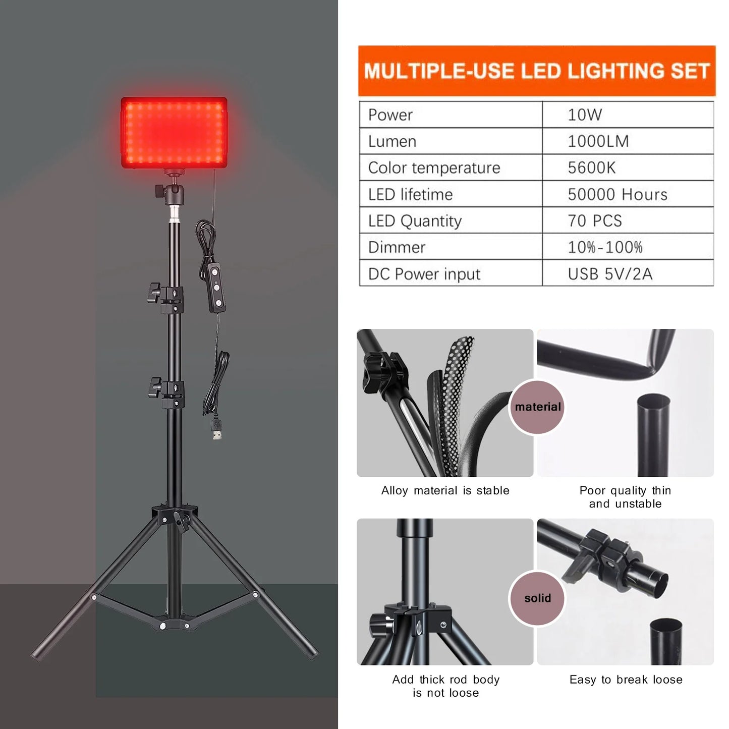 LED Photography Video Light Panel Lighting Photo Studio Lamp Kit with Tripod Stand RGB Filters for Shoot Live Streaming Youbube