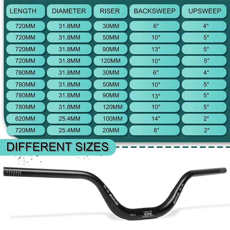 Mountain Bike Handlebar 31.8Mm 720Mm 780Mm MTB Riser Handlebar Rise 30/50/90/120Mm Aluminum Alloy Handelbar Bike Parts